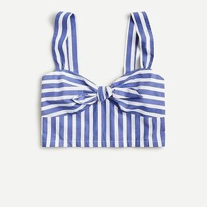 J. Crew Twist-front cropped top in awning stripe